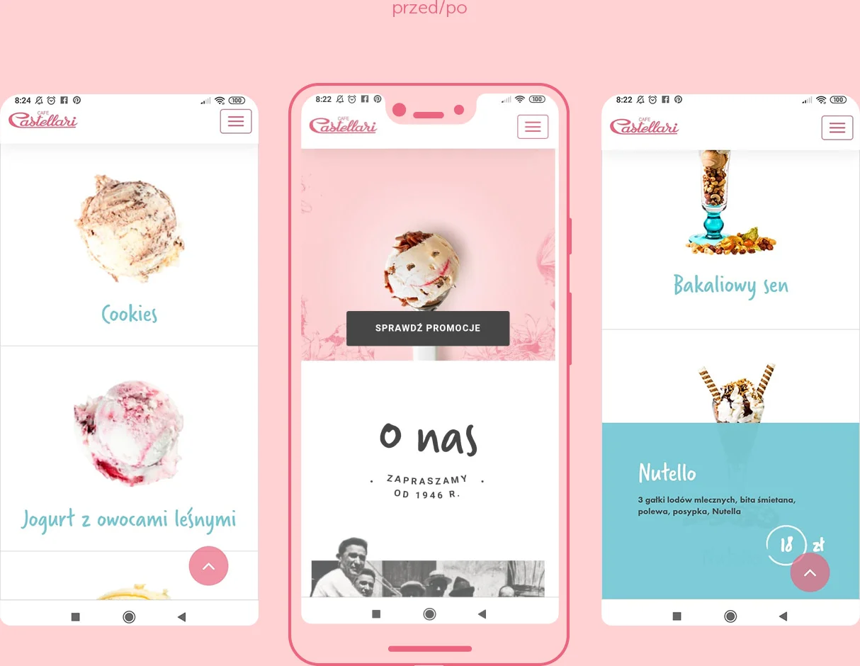 Makiety wersji mobilnych dla Castellari